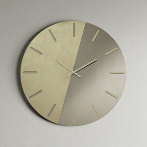 Runde MACK-Wanduhr D80 cm, zweifarbig in Bronze und Gold