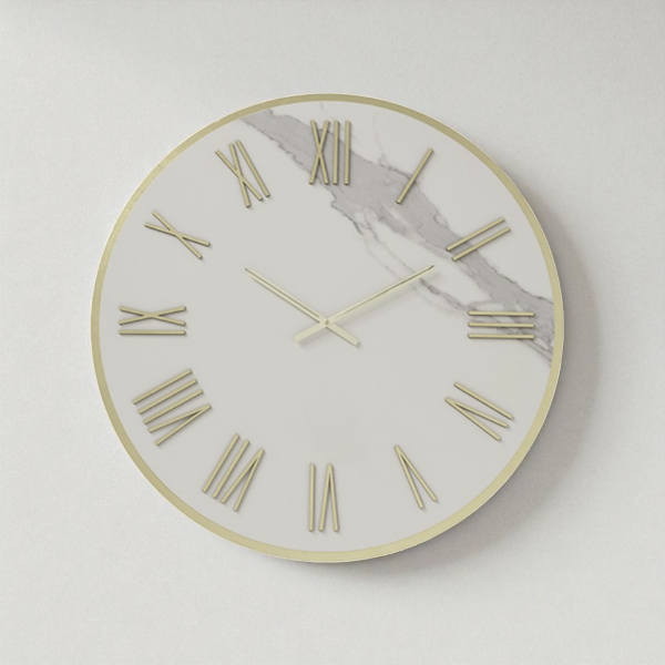 Orologio ZEPHYR rotondo D60 cm in kerlite Avorio con dettagli Oro