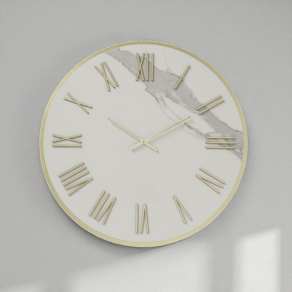 Orologio ZEPHYR rotondo D40 cm in kerlite Avorio con dettagli Oro