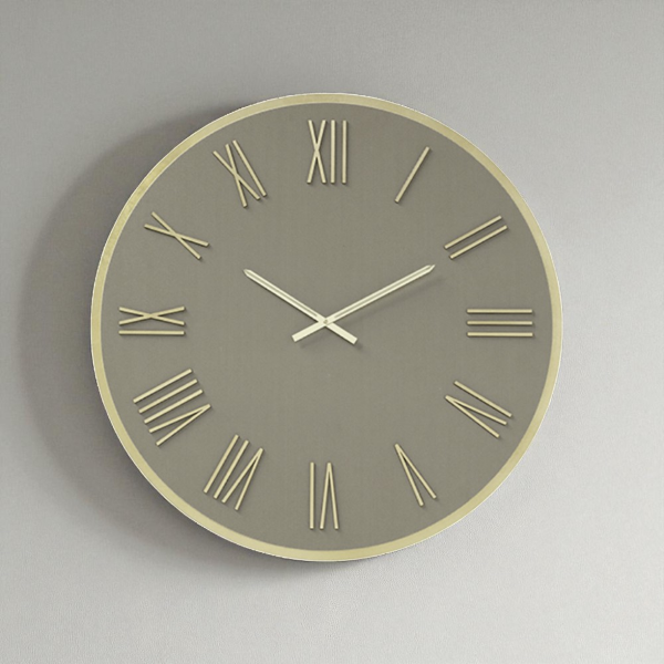 Orologio rotondo D80 cm in Laminam Ardesia con dettagli Oro LAZARUS