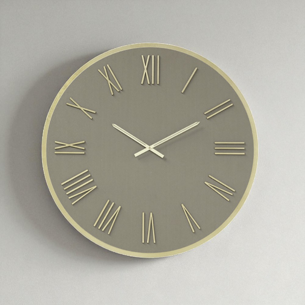 Orologio rotondo D60 cm in Laminam Ardesia con dettagli Oro LAZARUS