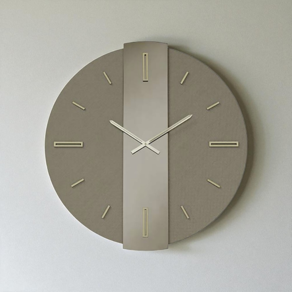 Orologio rotondo D80 cm RIGGS in Laminam Ardesia vetro Bronzo dettagli Oro