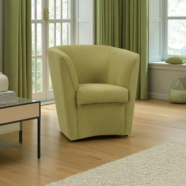 fauteuil moderne vert en tissu anti-taches rembourré