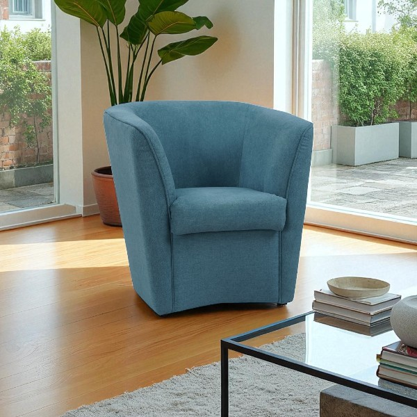 fauteuil moderne rembourré en tissu anti-taches turquoise