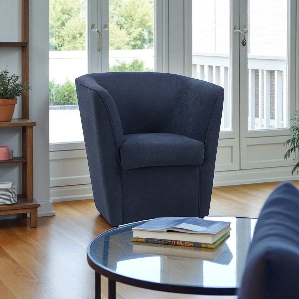 fauteuil moderne rembourré en tissu anti-taches bleu