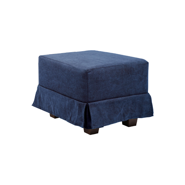 pouf rembourré en tissu bleu 57x41 h déhoussable avec pieds