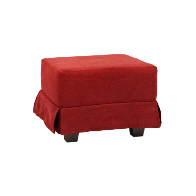 pouf moderne 57x41 h rembourré en tissu bordeaux déhoussable avec pieds