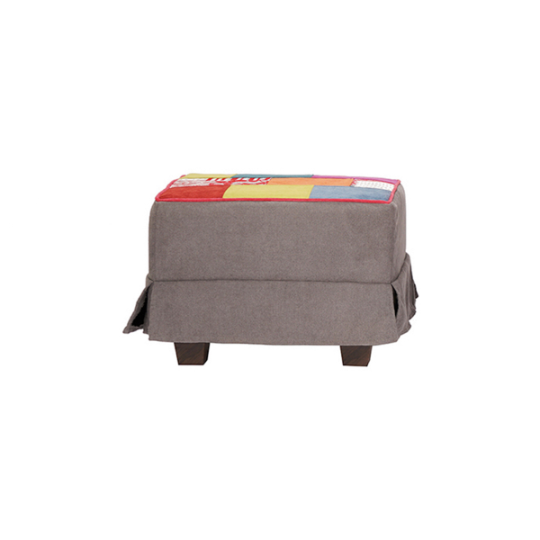 pouf rembourré design patchwork gris 57x41 h déhoussable avec pieds