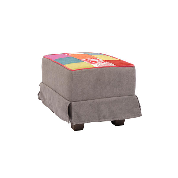 pouf rembourré design patchwork gris 57x41 h déhoussable avec pieds