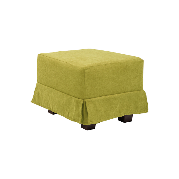 Pouf moderno in tessuto lime 57x41 h imbottito sfoderabile con piedini