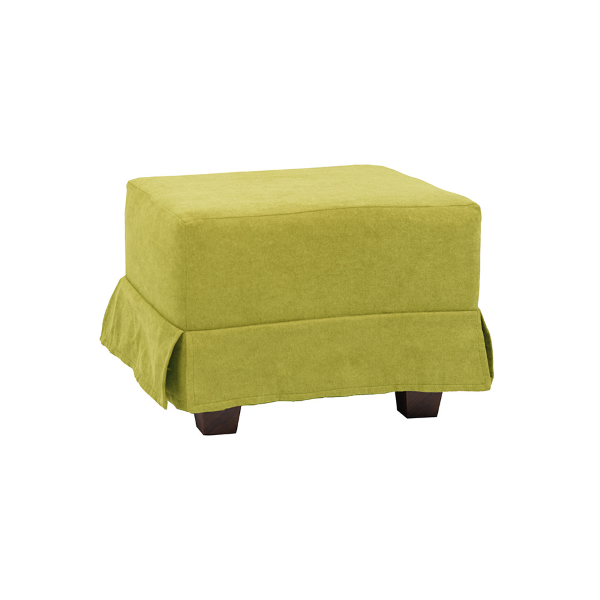 Pouf moderno in tessuto lime 57x41 h imbottito sfoderabile con piedini