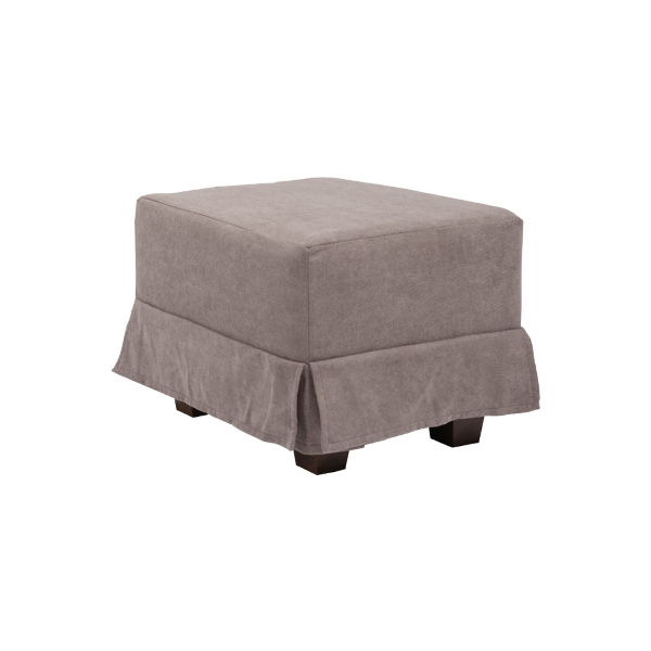 pouf rembourré en tissu taupe 57x41 h déhoussable avec pieds