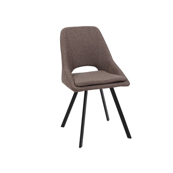 LINDA Küchenstuhl aus strapazierfähigem braunem Stoff mit abnehmbarem Kissen