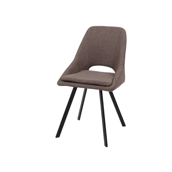 LINDA Küchenstuhl aus strapazierfähigem braunem Stoff mit abnehmbarem Kissen