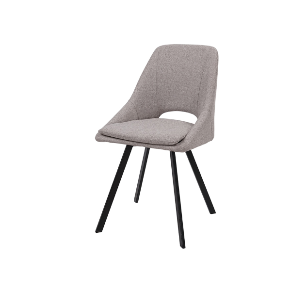 Chaise de cuisine LINDA en tissu taupe design avec coussin amovible