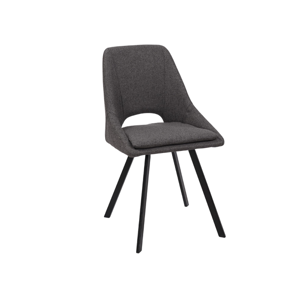 Chaise moderne LINDA en tissu gris foncé avec coussin amovible