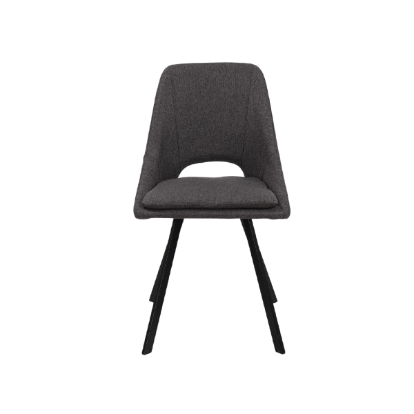 Chaise moderne LINDA en tissu gris foncé avec coussin amovible