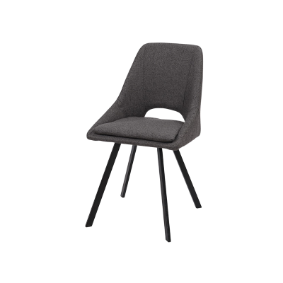 Chaise moderne LINDA en tissu gris foncé avec coussin amovible