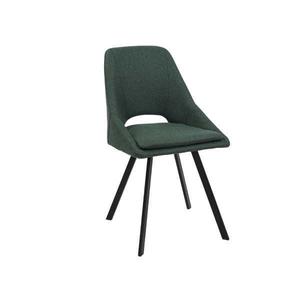 LINDA Küchenstuhl aus grünem Stoff mit abnehmbarem Kissen