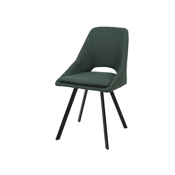 LINDA Küchenstuhl aus grünem Stoff mit abnehmbarem Kissen