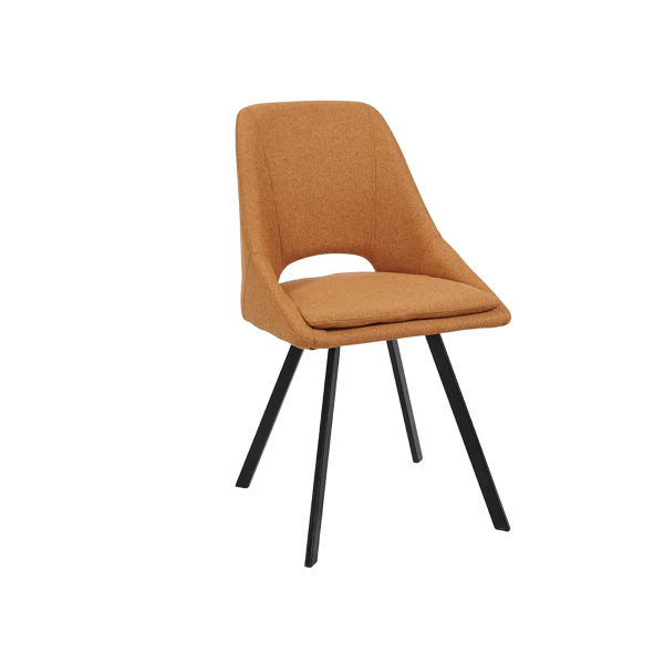 Küchenstuhl aus orangefarbenem Stoff mit abnehmbarem Kissen - LINDA