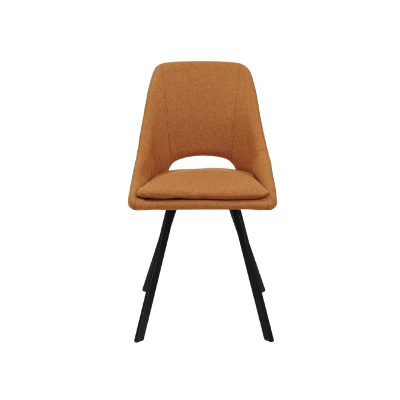 Küchenstuhl aus orangefarbenem Stoff mit abnehmbarem Kissen - LINDA