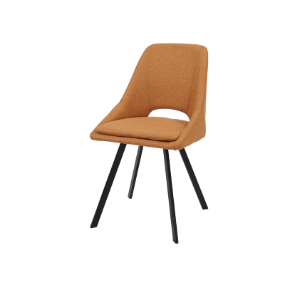 Küchenstuhl aus orangefarbenem Stoff mit abnehmbarem Kissen - LINDA