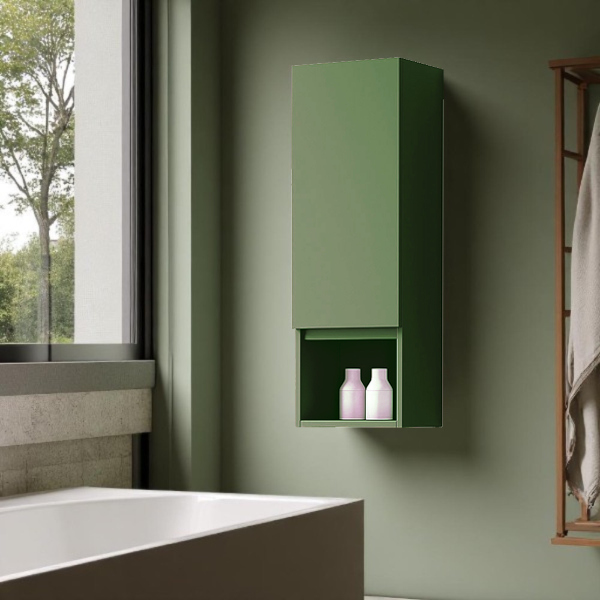 Suspended half-column 1 door and low open compartment H90 Matt Green