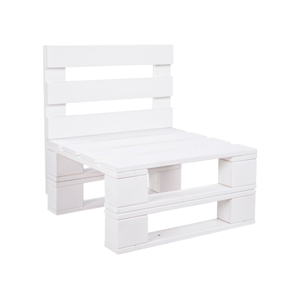 60x61 cm lacquered white fir wood armchair in pallet style for local verandas