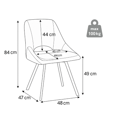 LINDA Stuhl mit hellgrauem Stoffbezug und abnehmbarem Kissen