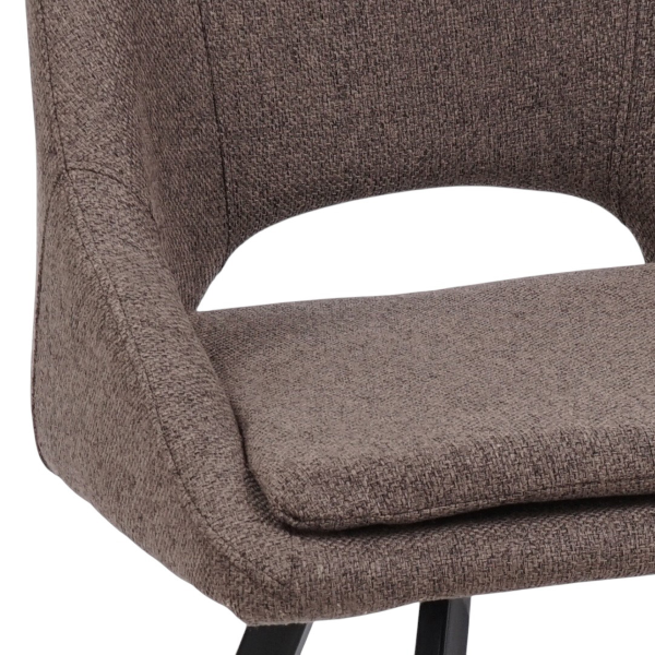 LINDA Küchenstuhl aus strapazierfähigem braunem Stoff mit abnehmbarem Kissen