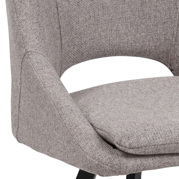 Chaise de cuisine LINDA en tissu taupe design avec coussin amovible
