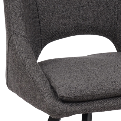 Chaise moderne LINDA en tissu gris foncé avec coussin amovible