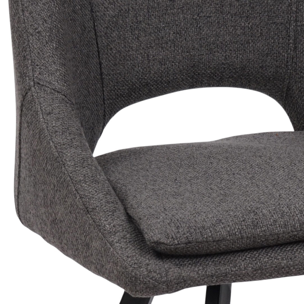 Chaise moderne LINDA en tissu gris foncé avec coussin amovible