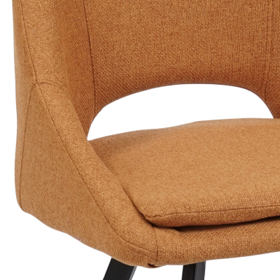 Küchenstuhl aus orangefarbenem Stoff mit abnehmbarem Kissen - LINDA