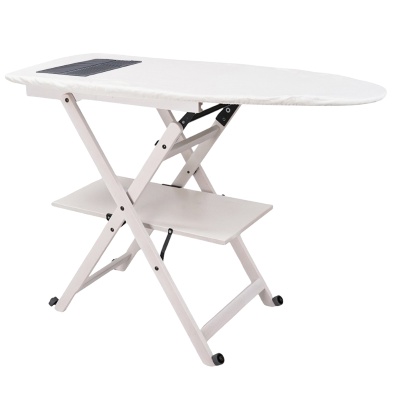 Folding ironing board in white beech wood with wheels - REVI