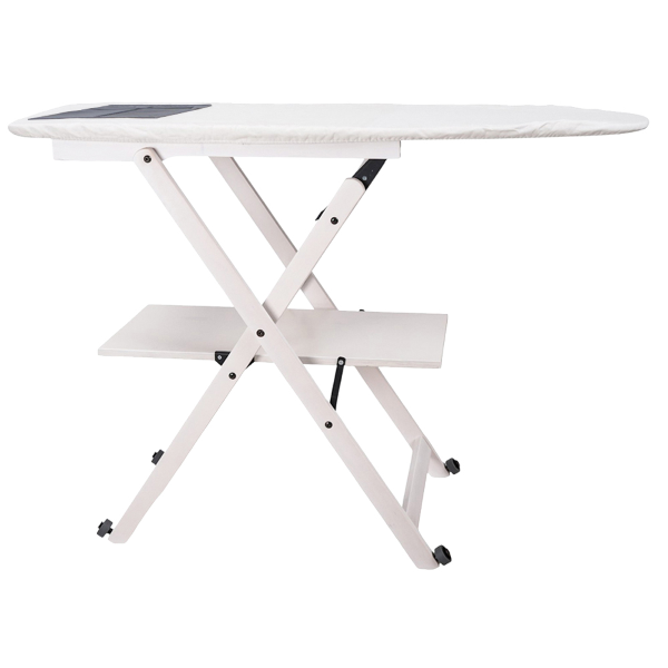Folding ironing board in white beech wood with wheels - REVI