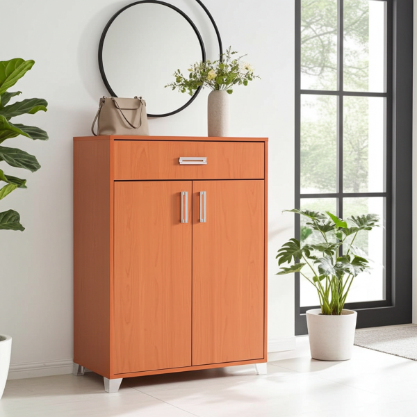 Wooden cabinet with 2 doors and 1 drawer 81x120h cm multipurpose Cherry