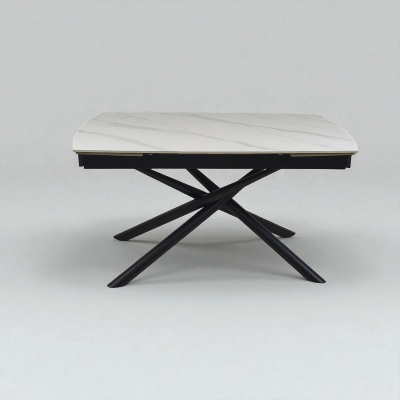 Ausziehbarer Tisch 140-200x90 cm Marmor Weiß Platte und schwarze Beine - VERAL