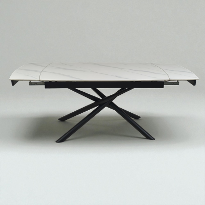 Ausziehbarer Tisch 140-200x90 cm Marmor Weiß Platte und schwarze Beine - VERAL