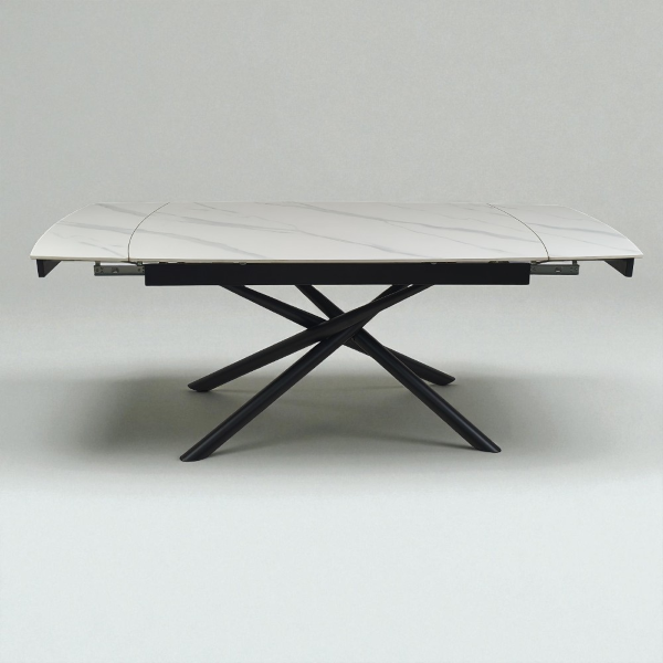 Ausziehbarer Tisch 140-200x90 cm Marmor Weiß Platte und schwarze Beine - VERAL