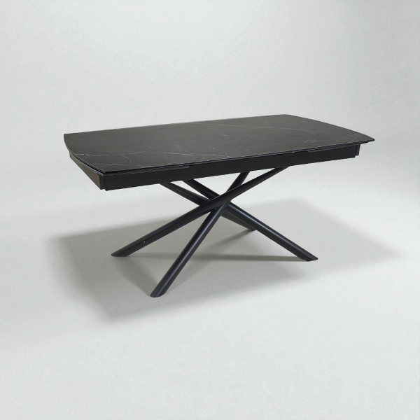 Ausziehbarer Tisch 140-200x90 cm Marmorplatte und schwarze Beine - VERAL