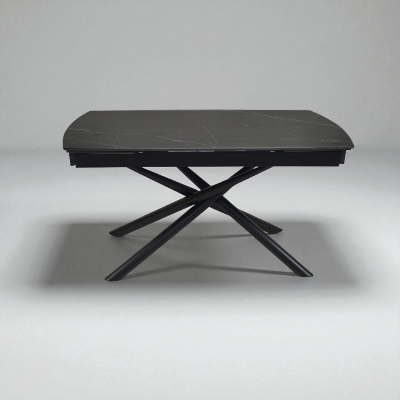 Ausziehbarer Tisch 140-200x90 cm Marmorplatte und schwarze Beine - VERAL