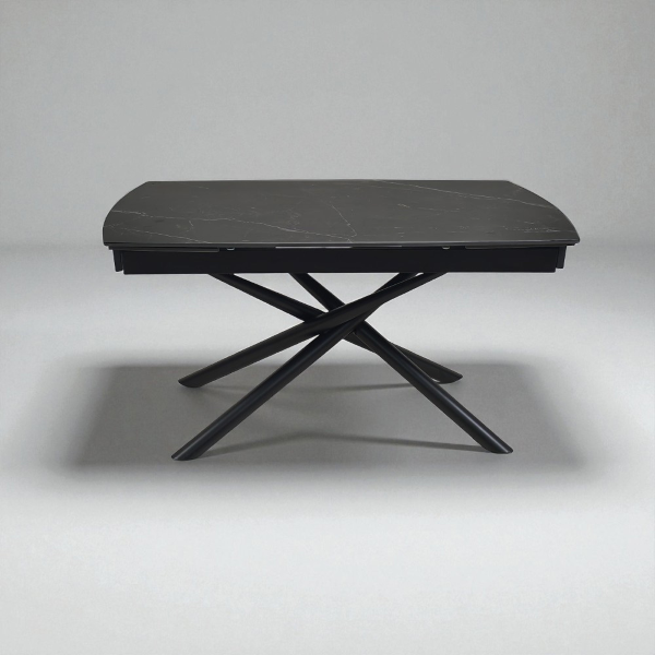 Ausziehbarer Tisch 140-200x90 cm Marmorplatte und schwarze Beine - VERAL