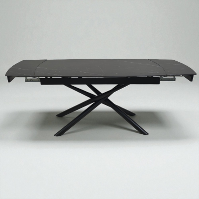Ausziehbarer Tisch 140-200x90 cm Marmorplatte und schwarze Beine - VERAL