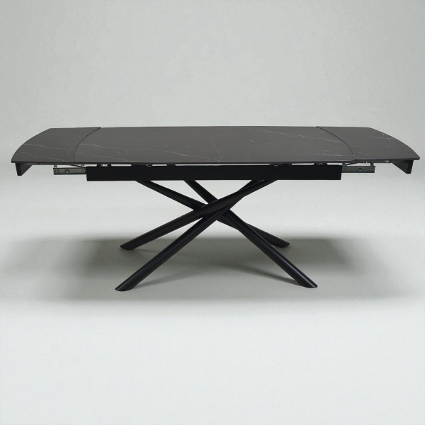 Ausziehbarer Tisch 140-200x90 cm Marmorplatte und schwarze Beine - VERAL