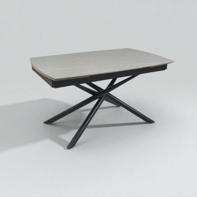 Table extensible 140-200x90 cm plateau marbre gris et pieds noirs - VERAL