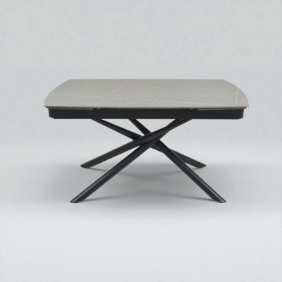 Table extensible 140-200x90 cm plateau marbre gris et pieds noirs - VERAL