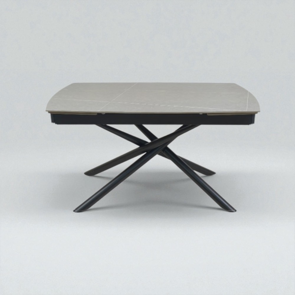 Table extensible 140-200x90 cm plateau marbre gris et pieds noirs - VERAL