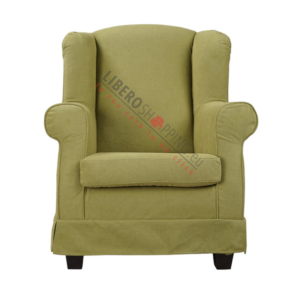Poltrona imbottita BERGERE in tessuto sfoderabile Verde